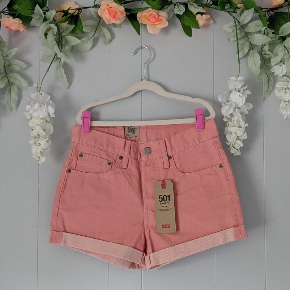 NEW | Levi's | Mid-Rise 501 Pink Denim Shorts | 26